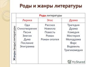 Какие бывают роды литературы