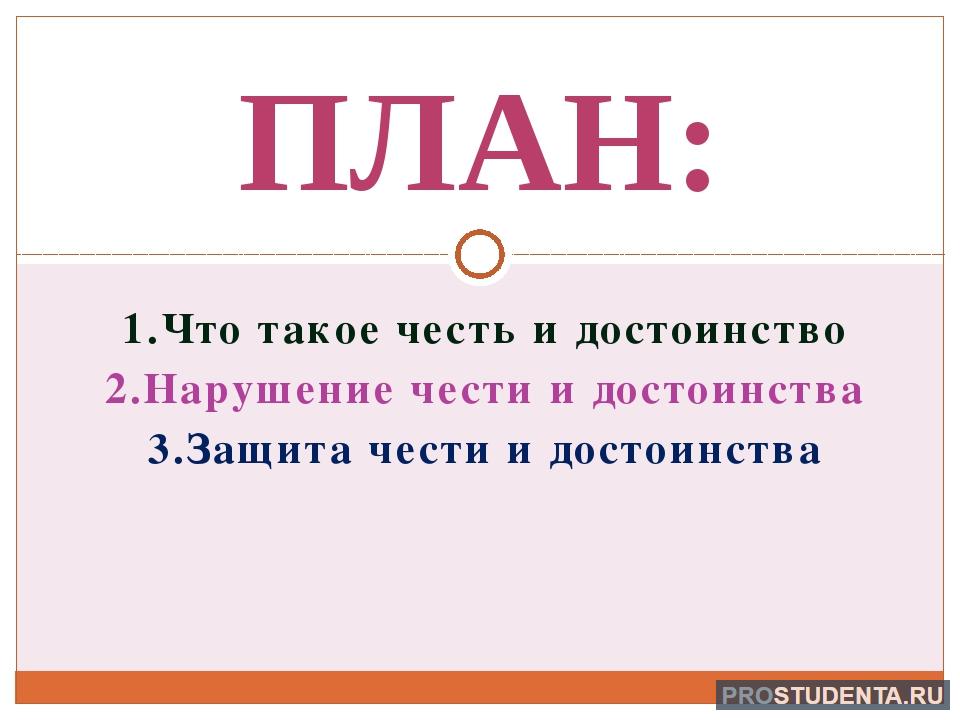 Проект на тему честь и достоинство