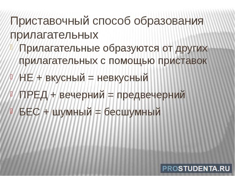 Приставочный способ образования прилагательных