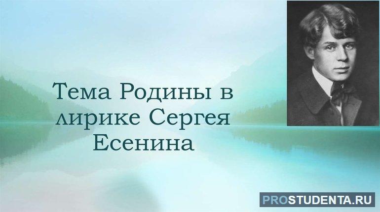 Тема любви к природе и родине в лирике Есенина