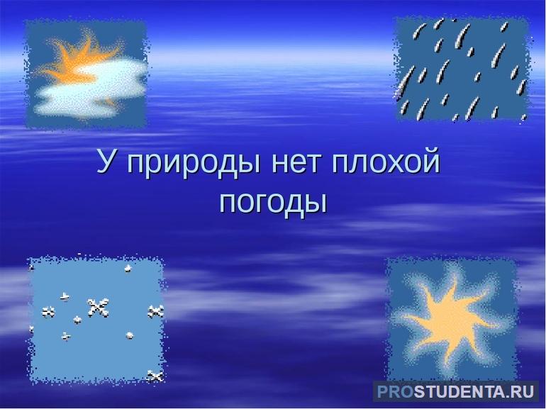 Рассуждение и сочинение «У природы нет плохой погоды»