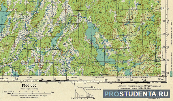 Топографическая карта масштаб